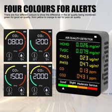 6 in 1 Air Quality Monitor PM CO2 Meter Carbon Dioxide Level TVOC HCHO Detector