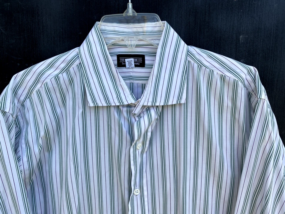 Camisa de Vestir J. Peterman 100% Algodón Importado Para Hombre 17-35 Rayas Hecha en EE. UU. Foto 2 de 4