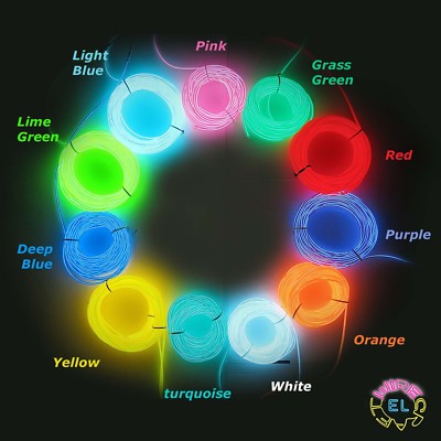 5 Meter EL Draht - Tron Neon Glow 2,3mm Durchmesser *2,50£ pro Meter*