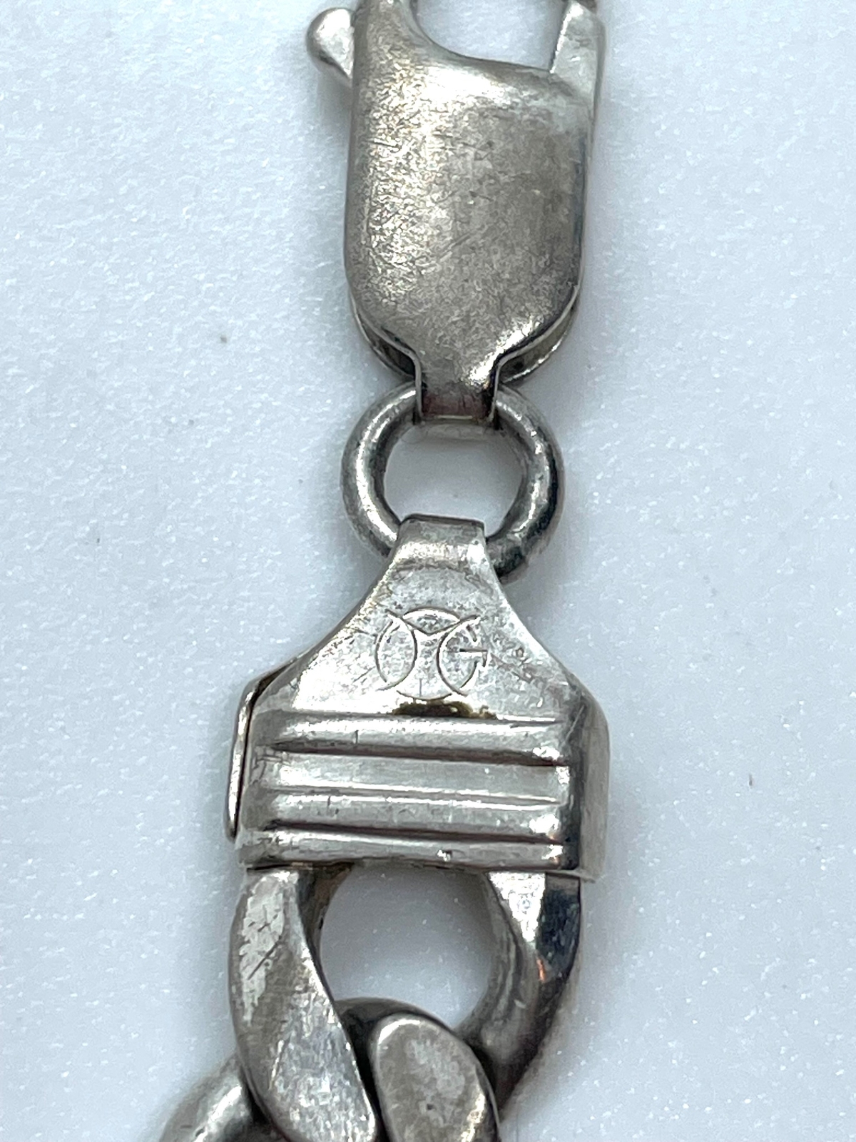 Sterling Silver Solid Figaro link men's bracelet … - image 4