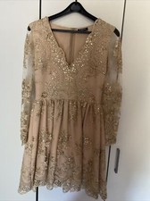 EMO Ballkleid Minikleid Pailette und Spitze 38 gold beige 