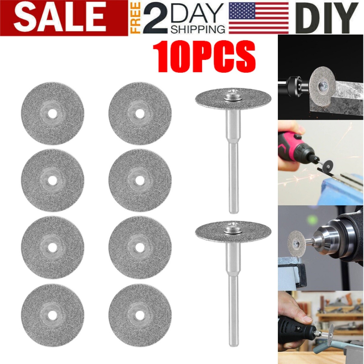 10X Diamond Cutting Wheels For Dremel Rotary Tool Die Grinder Metal Cut Off Disc