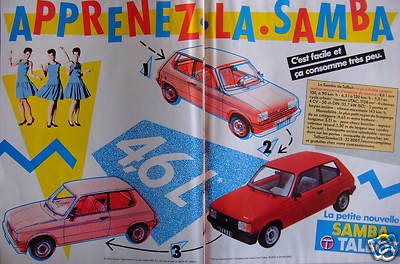 WERBUNG 1981 TALBOT LERNEN SIE SAMBA ES IST EINFACH UND VERBRAUCHT SEHR WENIG