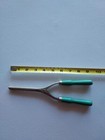 Antique Barber Curling Iron For Hair / Mustache Wood Handles Silver With Green — photo 1