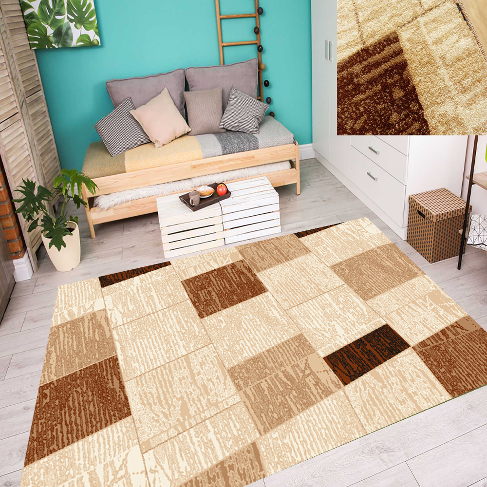 Moderner Teppich Carpet Elegant Karodesign Super Warme Farben