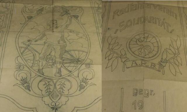 A19 / Old Design Drawing for Flag Cyclist Club Solidarity - 76x51/39