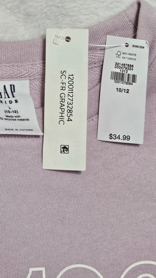 Sudadera, Gap Kids 1969, Niñas Manga Larga Púrpura L (10-12) Foto 2 de 4