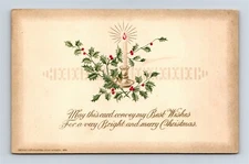 Postcard Merry Christmas Holly Candle John Winsch 1915 AD21