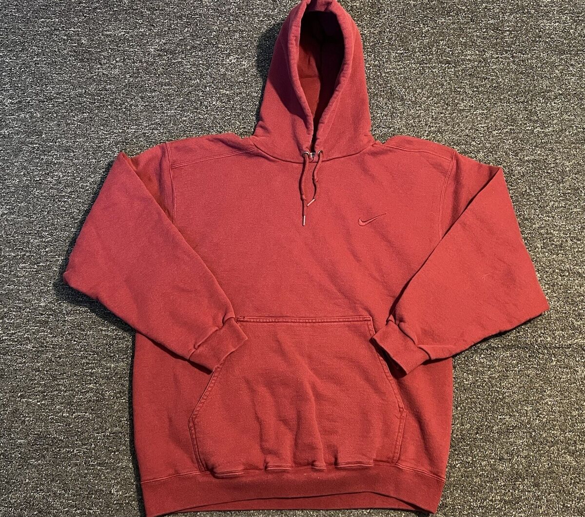 VINTAGE RARE 90s Red on Red Nike Pocket Swoosh Hoodie Made VINTAGE RARE 90s Red on Red Nike Pocket Swoosh Hoodie Made