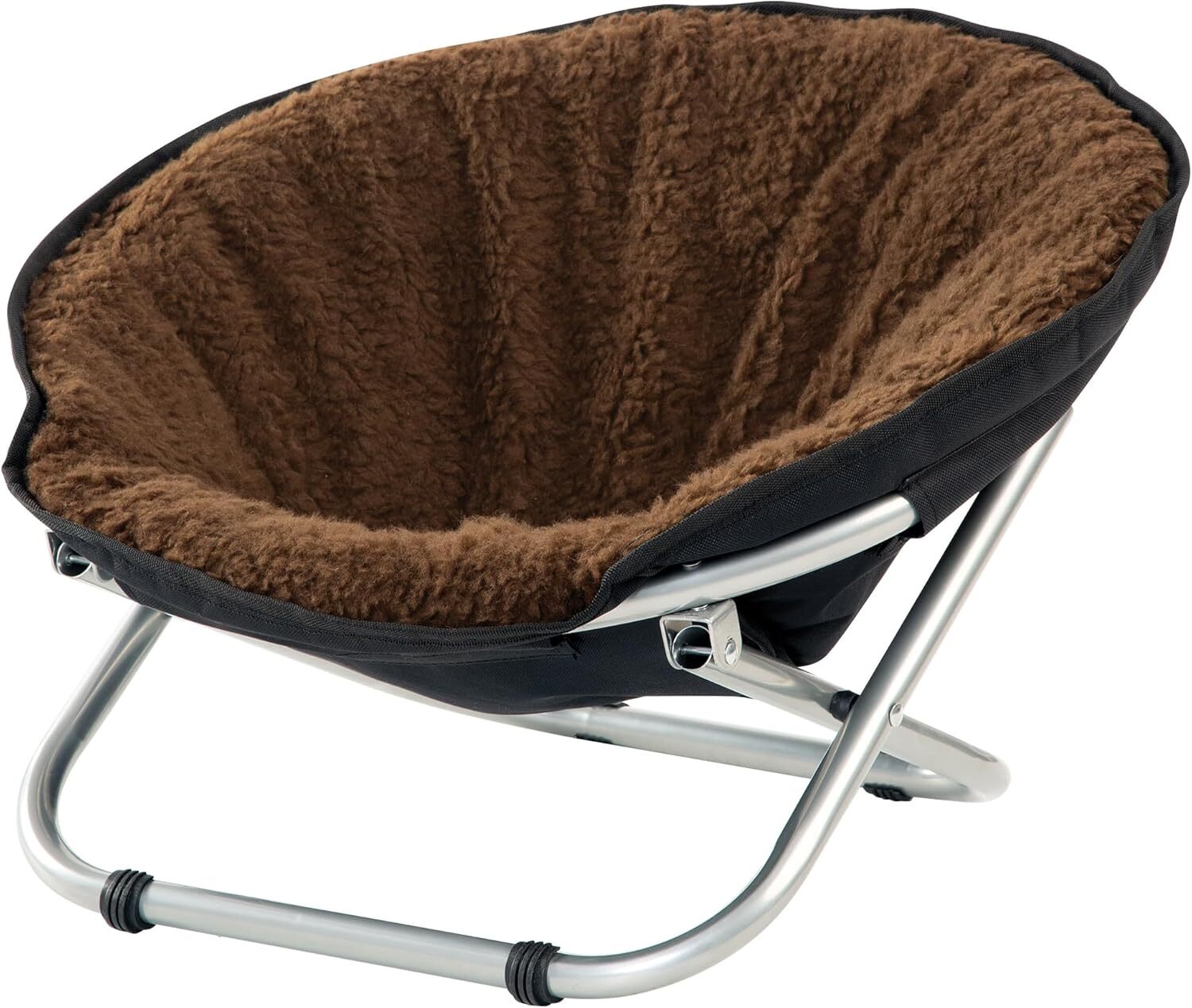 Etna Folding Pet Cozy Chair - Portable Round Fold Out Elevated Cat Bed - Brown F