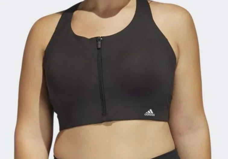 Nuevo con etiquetas Sujetador deportivo Adidas 36F Ultimate para mujer con cremallera frontal negro talla grande activo $65 Foto 4 de 4