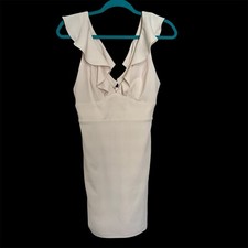 NWT Lulus Ivory V-neck Ruffle Strap Mini Sheath Dress Womens Size Small