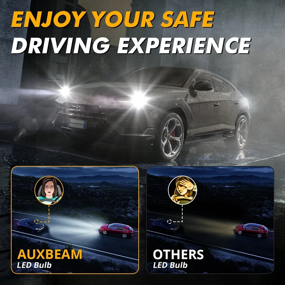 Kit de conversión de bombillas de faros LED AUXBEAM H1 haz alto bajo 6500K 100W 28000LM Foto 4 de 4