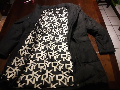 DKNY Women Puffer Down Jacket Black Full Zip Coat Outerwear Size XSmall
