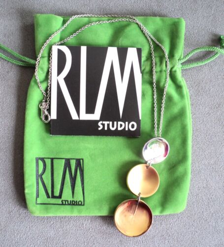 RLM Articulated STERLING Silver Brass Dangle 3 PENDANT on Sterling NECKLACE
