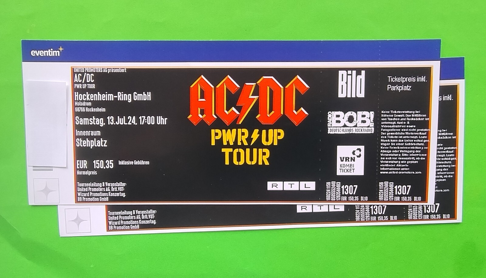 1 X 🎸AC/DC Ticket Hockenheim 13.07.24 , Stehplatz Innenraum ...