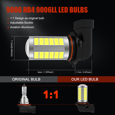 12V Super Bright H4 33-LED SMD White Car Fog Light Headlight