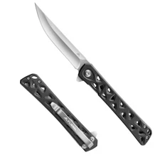 FLISSA 4.5" Folding Pocket Knife Hollow-out Handle Camping Tactical Pocket Knife