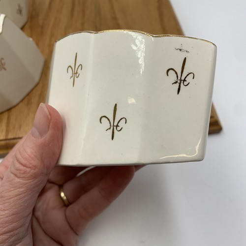 Set 6 Vtg Art Deco Style Ceramic Fleur de Lis Utensil Spoon Holder Japan 3.5" - Picture 10 of 11
