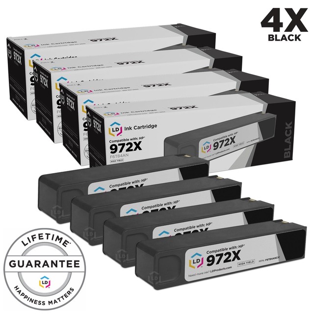 LD Â© 4pk Comp Black Cartridge for HP Ink 972X F6T84AN PageWide 477dw 552dw 577dw | eBay