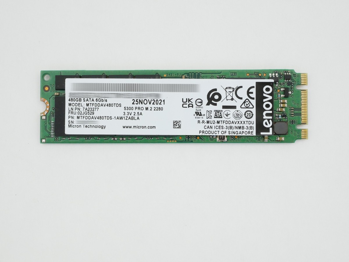 Lenovo 480GB MTFDDAV480TDS 5300 Pro M.2 2280 SSD SATA 6GB/s