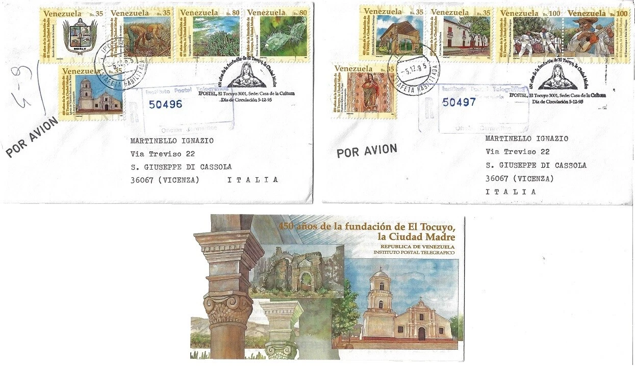 Multi-color sobre de Primer Día Sellos Venezolano