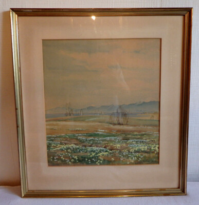Rudolf Sieck Aquarell Frühlingswiese am Chiemsee um 1935 (89763)