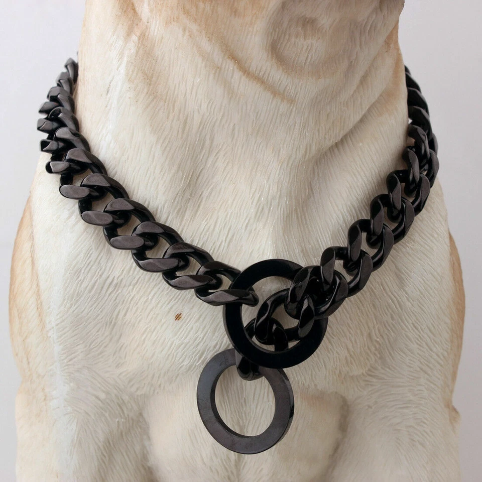 Dog Chain Collar Stainless Steel Cuban Link 10-19MM Multi-Color for S/M/L Dogs - Image 2 of 4