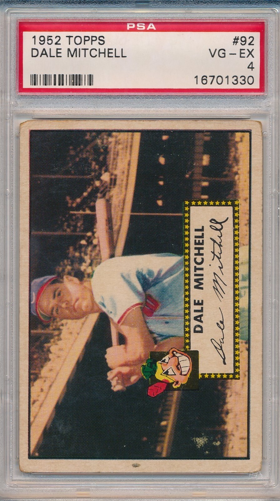 1952 TOPPS #92 DALE MITCHELL - PSA 4 VG-EX (SVSC) CENTERED!