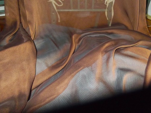 CHOCOLATE BROWN SHOT BLACK CHIFFON FABRIC, 140 cm WIDE, SOLD PER METRE, AUST - Picture 4 of 4
