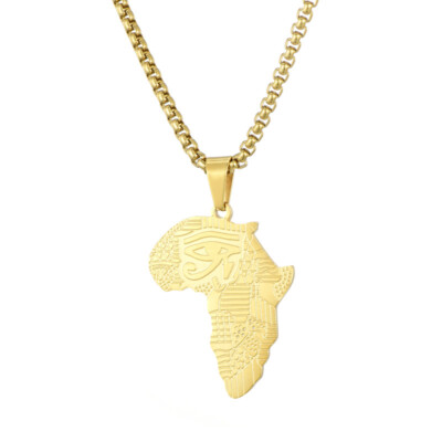 18k gold plated African continent pendent necklace
