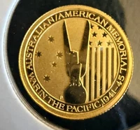 2013 Australia $15 .9999 Fine 1/10th Oz Gold Coin American Australian Memorial