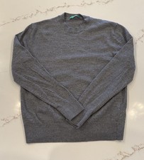 United Colors of Benetton Boy  s Wool Pullover Sweater Gray Crew Neck M