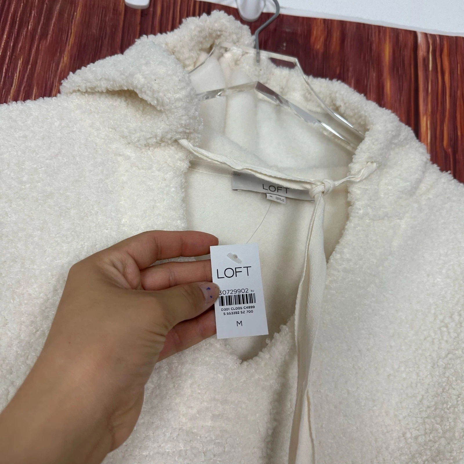 OFF WHITE Felpa con cappuccio LOFT Sherpa bianca avorio taglia media M nuova con etichetta