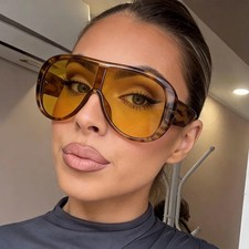 Oversized Pilot Sunglasses UV400 One Piece Gradient Lens Women's Glasses