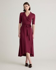 Quince Women Tencel Jersey Midi Wrap Dress Red XL