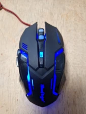 BlueFinger Optical USB Wired Go Gaming Mouse Backlit PC Gamer, BLUE Backlight