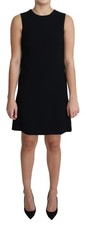 Dolce & Gabbana Black Viscose Stretch A-line Shift Mini Women's Dress Authentic