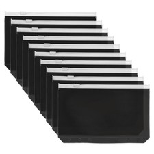 10Pcs A6 Binder Pockets, Plastic Sheet Protectors with 6 Holes, Black