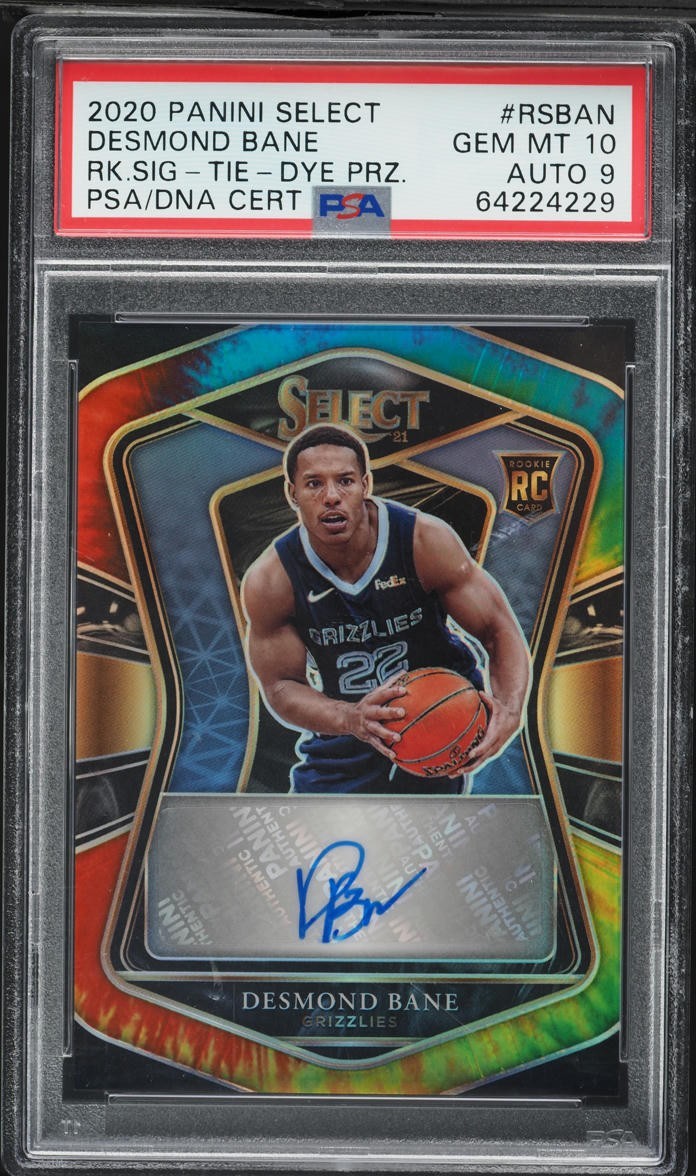 2020 Select Tie-Dye Prizm #RS-BAN Desmond Bane /25 ROOKIE AUTO PSA 10 Auto 9