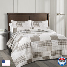 Lush Decor Greenville Reversible Cotton Quilt Queen Size 3 Piece Set Full/Queen