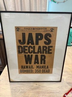Vintage 1941 Daily Mirror “JAPS DECLARE WAR” Pearl Harbor Newspaper