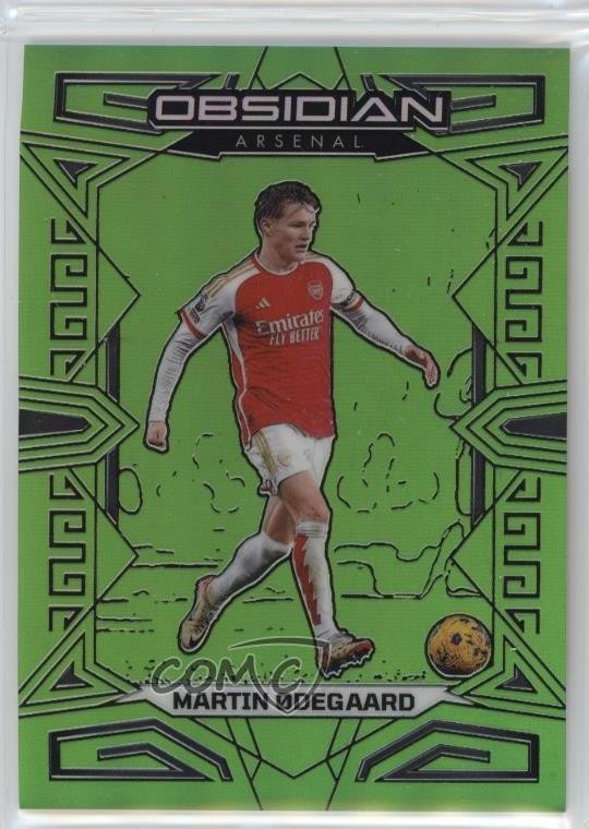 Martin Odegaard #10 Soccer Cards 2023 Panini Obsidian trading card — raw and PSA graded price guide