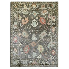 10' x 13'5" Brown Afghan Angora Oushak Leaf Design Hand Knotted Wool Rug R20093
