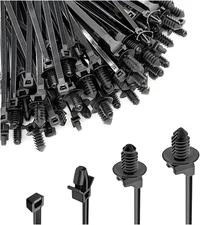 120PCS Car Push Mount Cable Zip Tie, Nylon Self Locking Cable Strap, Engine Bay