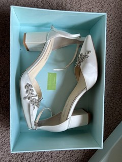 Valerie Bella Belle Block Ivory Bridal Shoes with Ankle Strap