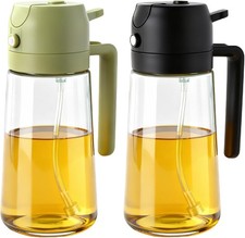 2PCS Glass Oil Sprayer Bottle 16oz Cooking Mister for Air Fryer BBQ Salad