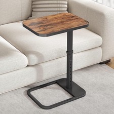 TV Tray Table, Adjustable Height  Flip-Top  Rounded Metal Corners, Snack Table