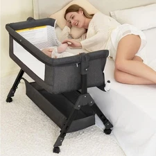 Bassinet for Baby, 3 in 1 Bassinet Bedside Sleeper with Wheels, Mosquito Net