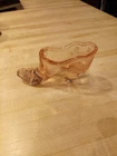 Vintage Fenton 4"  Glass Cabbage Rose Pink Slipper